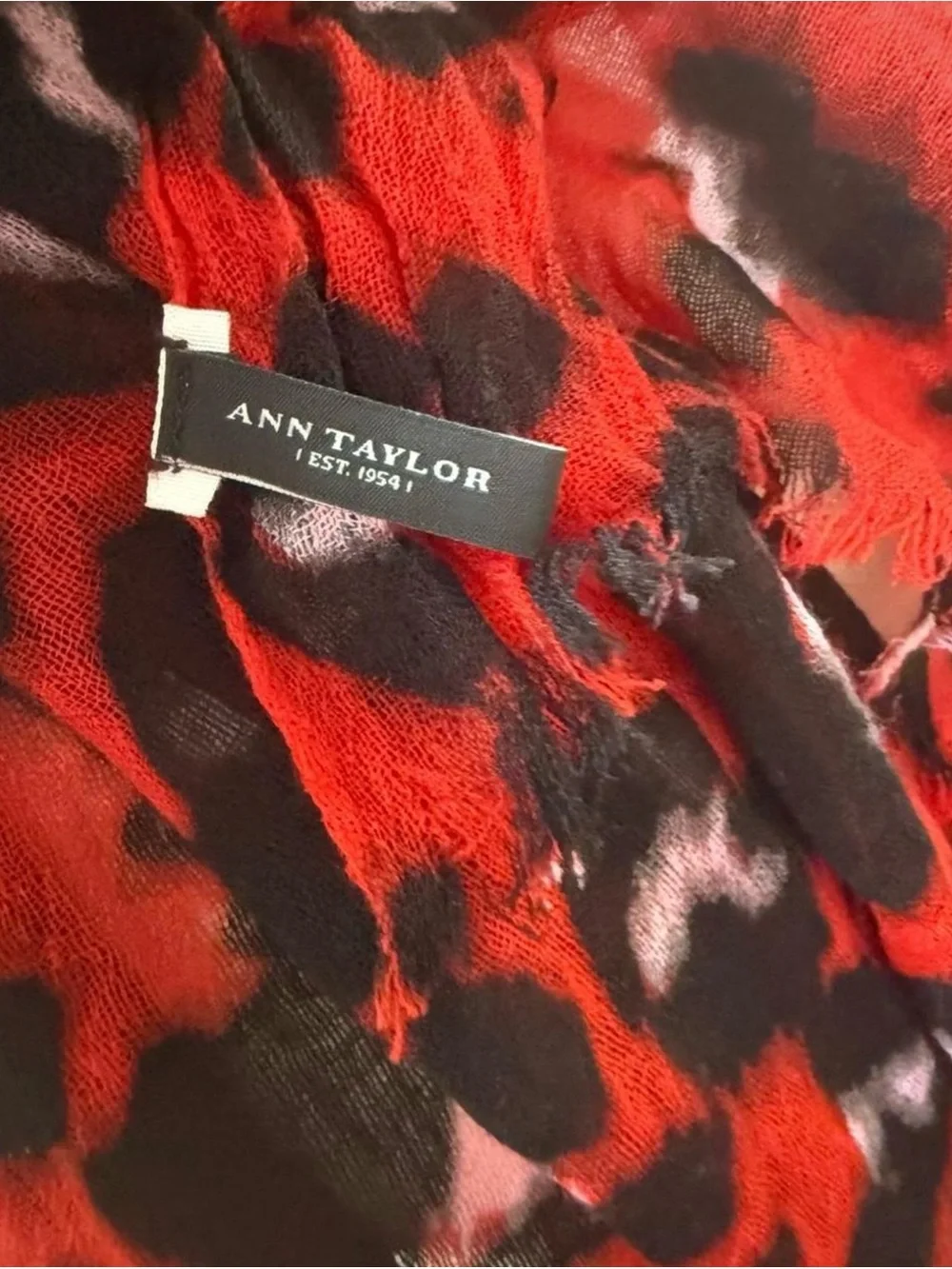 Red Leopard Print Women's Shawl Scarf - Bold Animal Pattern 100% wool XLONG
